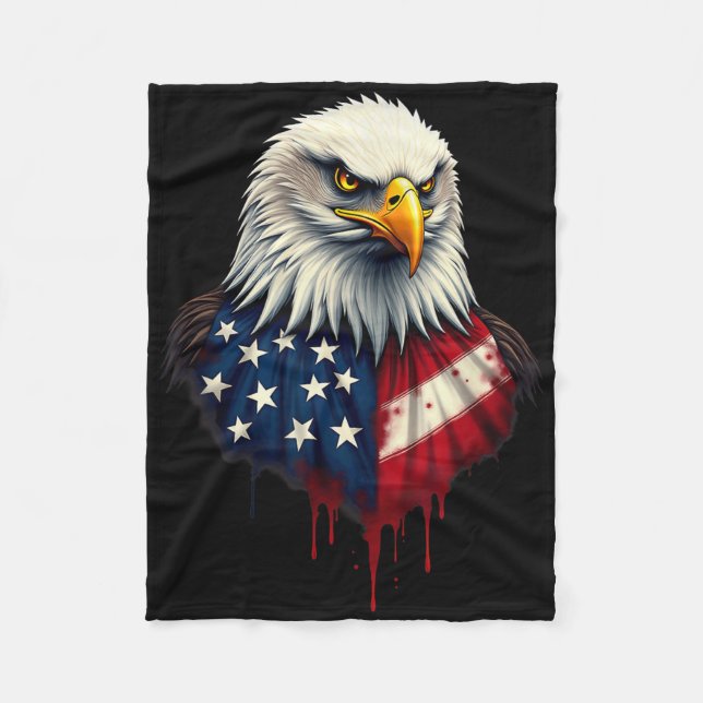 American Flag Bald Eagle Independence Day _4  Fleece Blanket (Front)