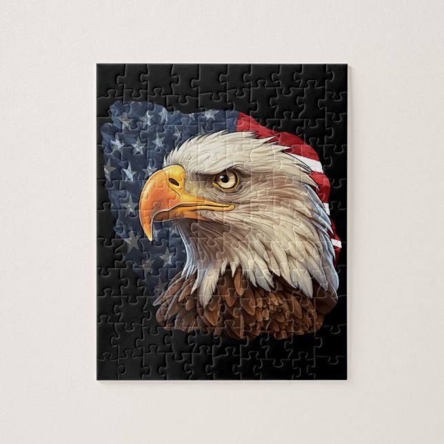American Flag Bald Eagle Jigsaw Puzzle (Vertical)
