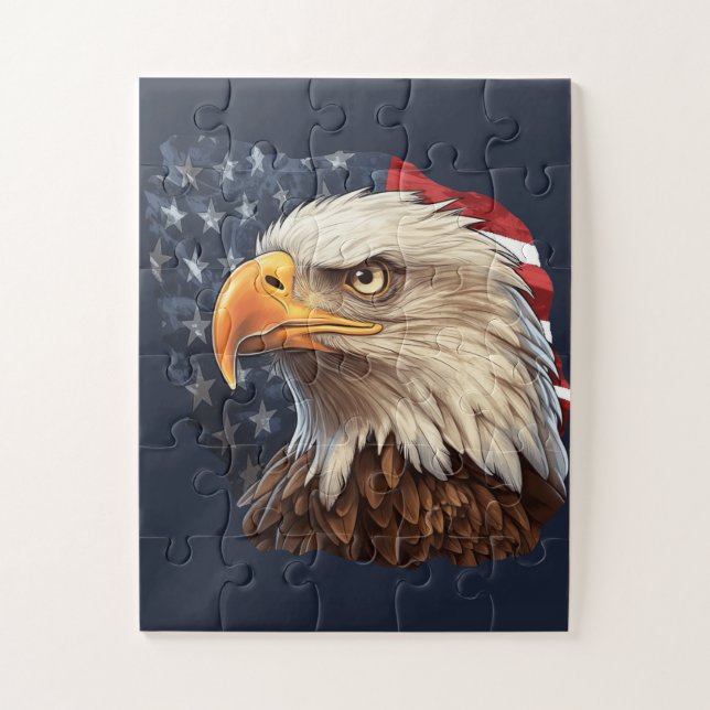 American Flag Bald Eagle Jigsaw Puzzle (Vertical)
