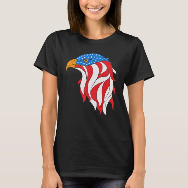 American Flag Bald Eagle  July 4th T-Shirt (Front)