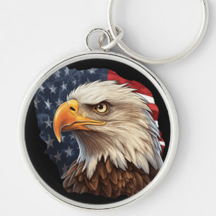 American Flag Bald Eagle Keychain