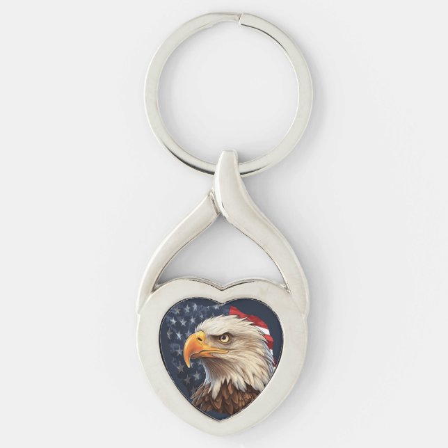 American Flag Bald Eagle Keychain (Front)