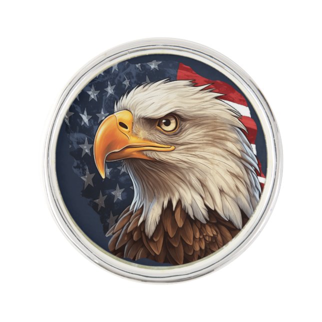 American Flag Bald Eagle Lapel Pin (Front)