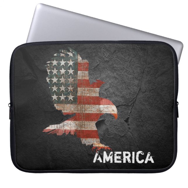 American Flag Bald Eagle  Laptop Sleeve (Front)