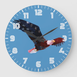 American Flag Bald Eagle Large Clock