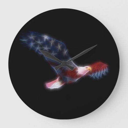 American Flag Bald Eagle Large Clock