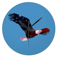 American Flag Bald Eagle Large Clock