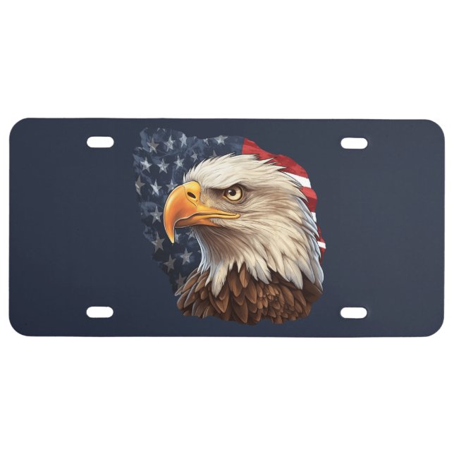American Flag Bald Eagle License Plate (Front)