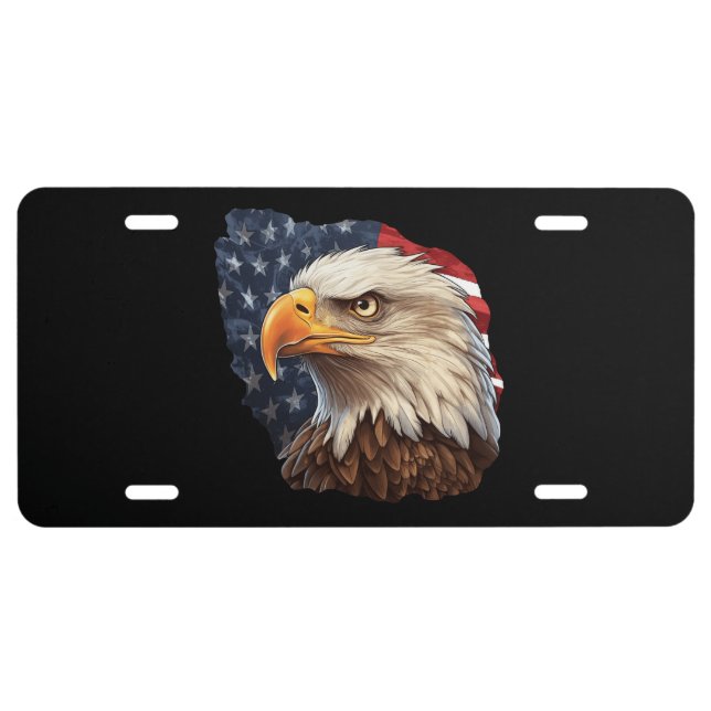 American Flag Bald Eagle License Plate (Front)