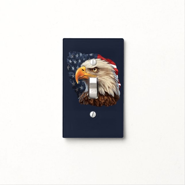 American Flag Bald Eagle Light Switch Cover (In Situ)