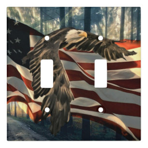American Flag Bald Eagle Light Switch Cover