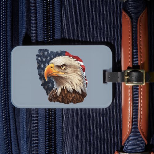American Flag Bald Eagle Luggage Tag