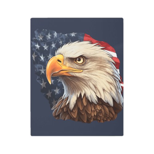 American Flag Bald Eagle Metal Print