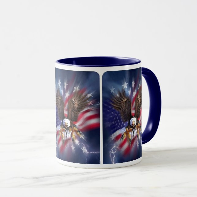 American Flag Bald Eagle Mug (Front Right)