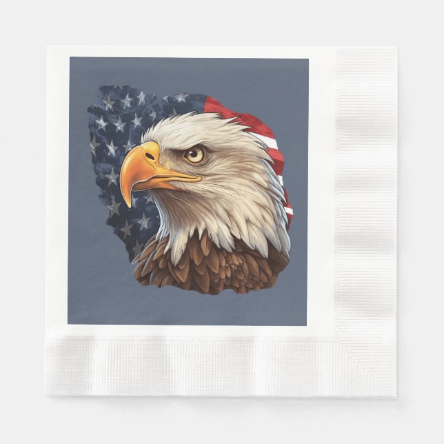 American Flag Bald Eagle Napkins (Front)