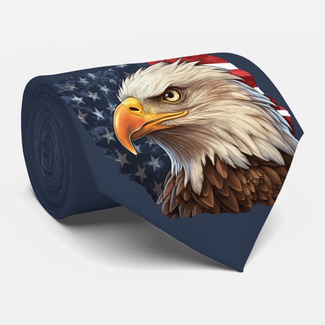 American Flag Bald Eagle Neck Tie (Rolled)