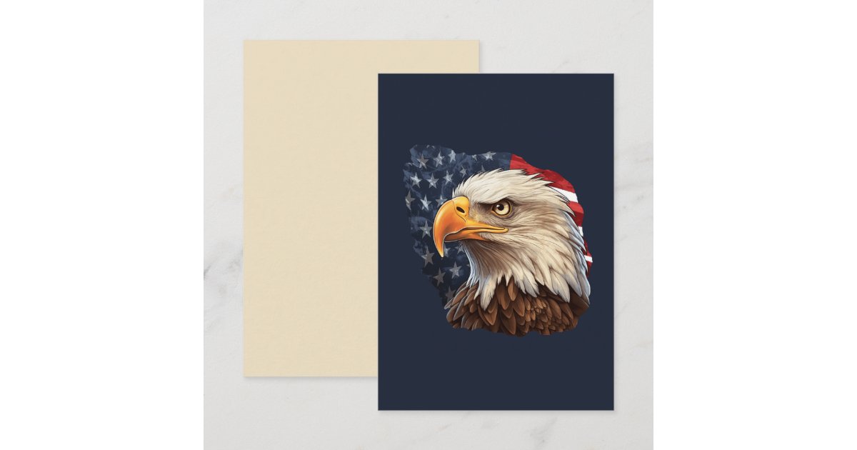 American Flag Bald Eagle Note Card | Zazzle