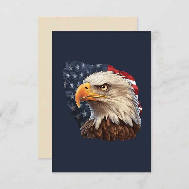 American Flag Bald Eagle Note Card (Front/Back)