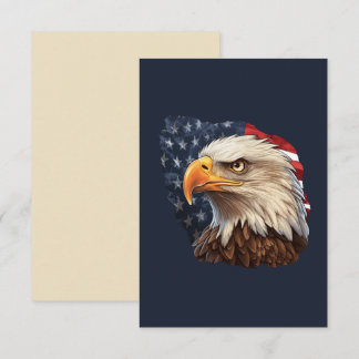 American Flag Bald Eagle Note Card