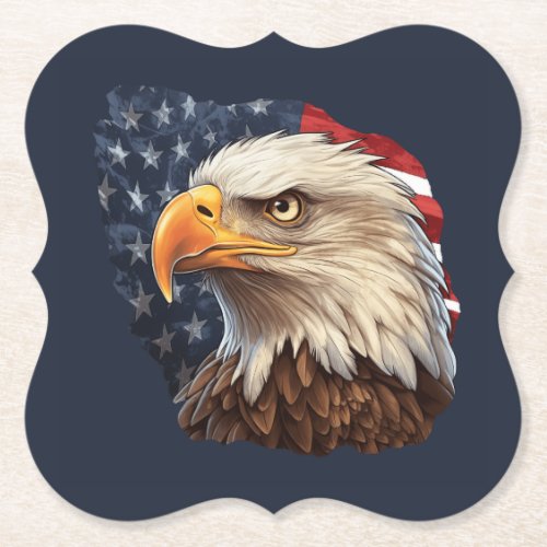 American Flag Bald Eagle Paper Coaster
