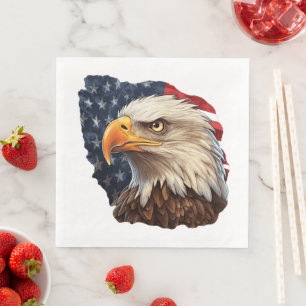American Flag Bald Eagle Paper Dinner Napkins