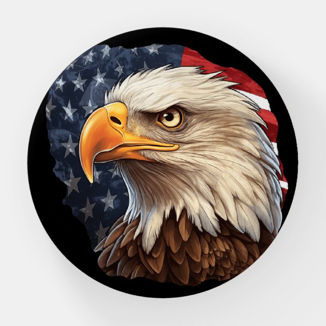 American Flag Bald Eagle Paperweight (Front)