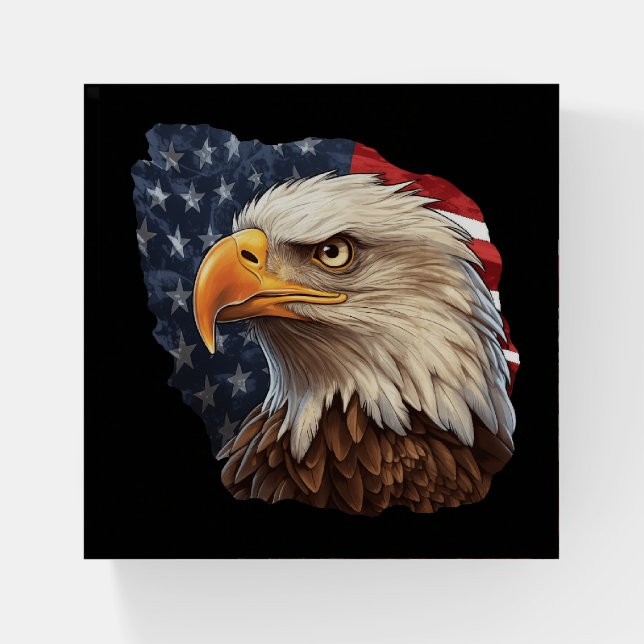 American Flag Bald Eagle Paperweight (Front)