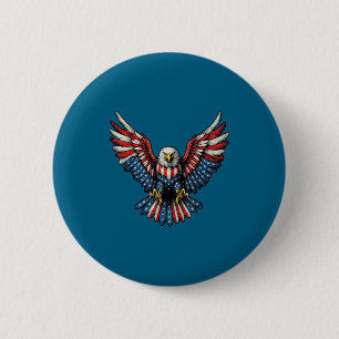 American Flag Bald Eagle Patriotic Artwork Button