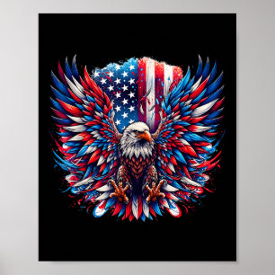 American Flag Bald Eagle Patriotic Eagle 4th Of Ju Poster