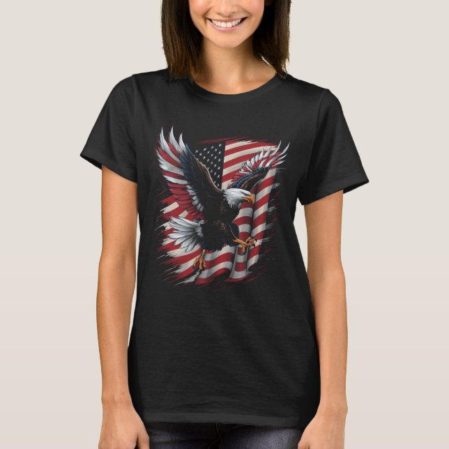 American Flag Bald Eagle Patriotic Eagle 4th of Ju T-Shirt (Front)