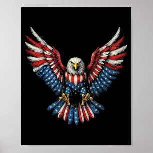 American Flag Bald Eagle Patriotic Illustration Poster