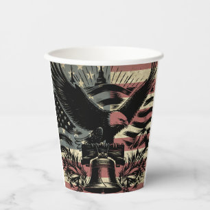 American Flag Bald Eagle Patriotic  Paper Cups