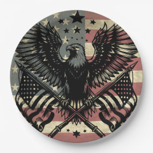 American Flag Bald Eagle Patriotic  Paper Plates