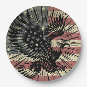 American Flag Bald Eagle Patriotic Paper Plates
