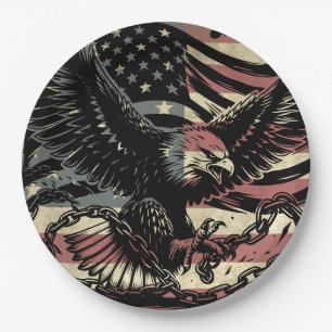 American Flag Bald Eagle Patriotic Paper Plates