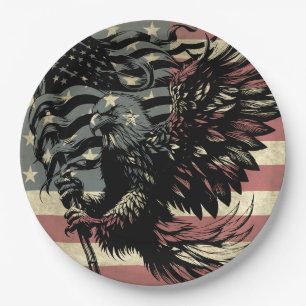 American Flag Bald Eagle Patriotic Paper Plates
