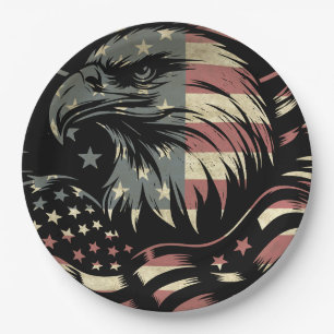 American Flag Bald Eagle Patriotic Paper Plates