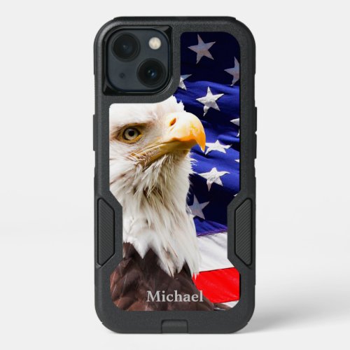 American Flag Bald Eagle Personalized iPhone 13 Case