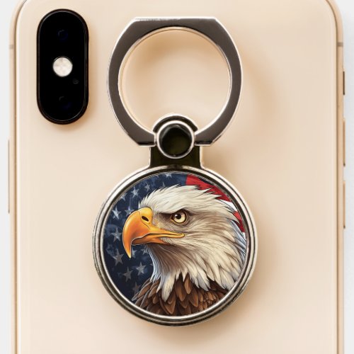 American Flag Bald Eagle Phone Ring Stand