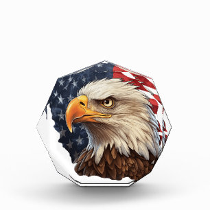 American Flag Bald Eagle Photo Block