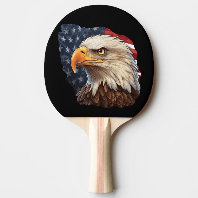 American Flag Bald Eagle Ping Pong Paddle (Front)