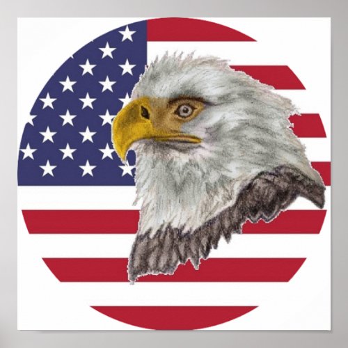 American Flag Bald Eagle  Poster