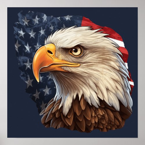 American Flag Bald Eagle Poster