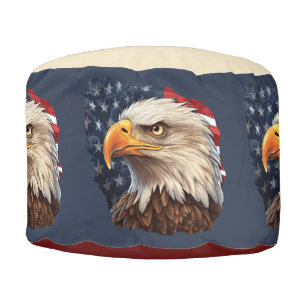 American Flag Bald Eagle Pouf