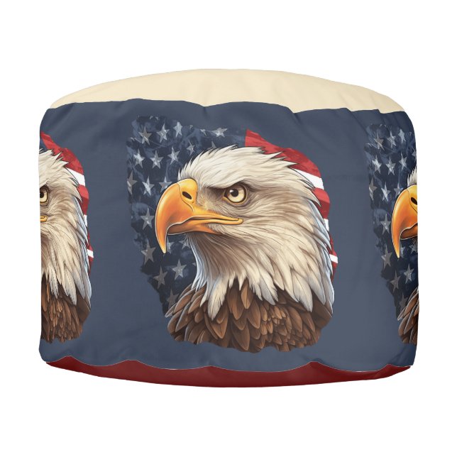 American Flag Bald Eagle Pouf (Front)
