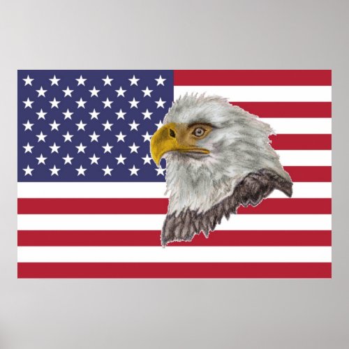 American Flag Bald Eagle Print