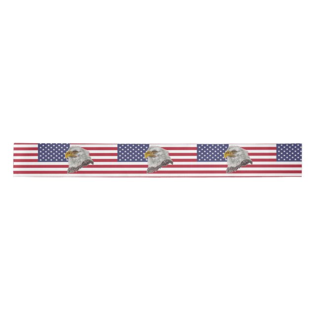 American Flag Bald Eagle Satin Ribbon (Front)