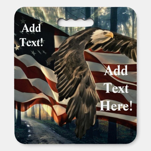 American Flag Bald Eagle Seat Cushion (Front Vertical)
