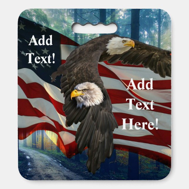 American Flag Bald Eagle Seat Cushion (Front Vertical)