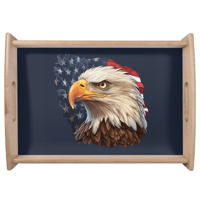 American Flag Bald Eagle Serving Tray (Front)